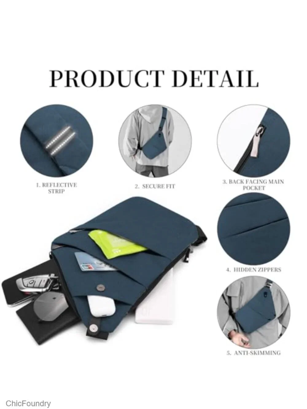 Anti Theft Sling Bag Women Men Travel Crossbody Chest Shoulder Bag Purse